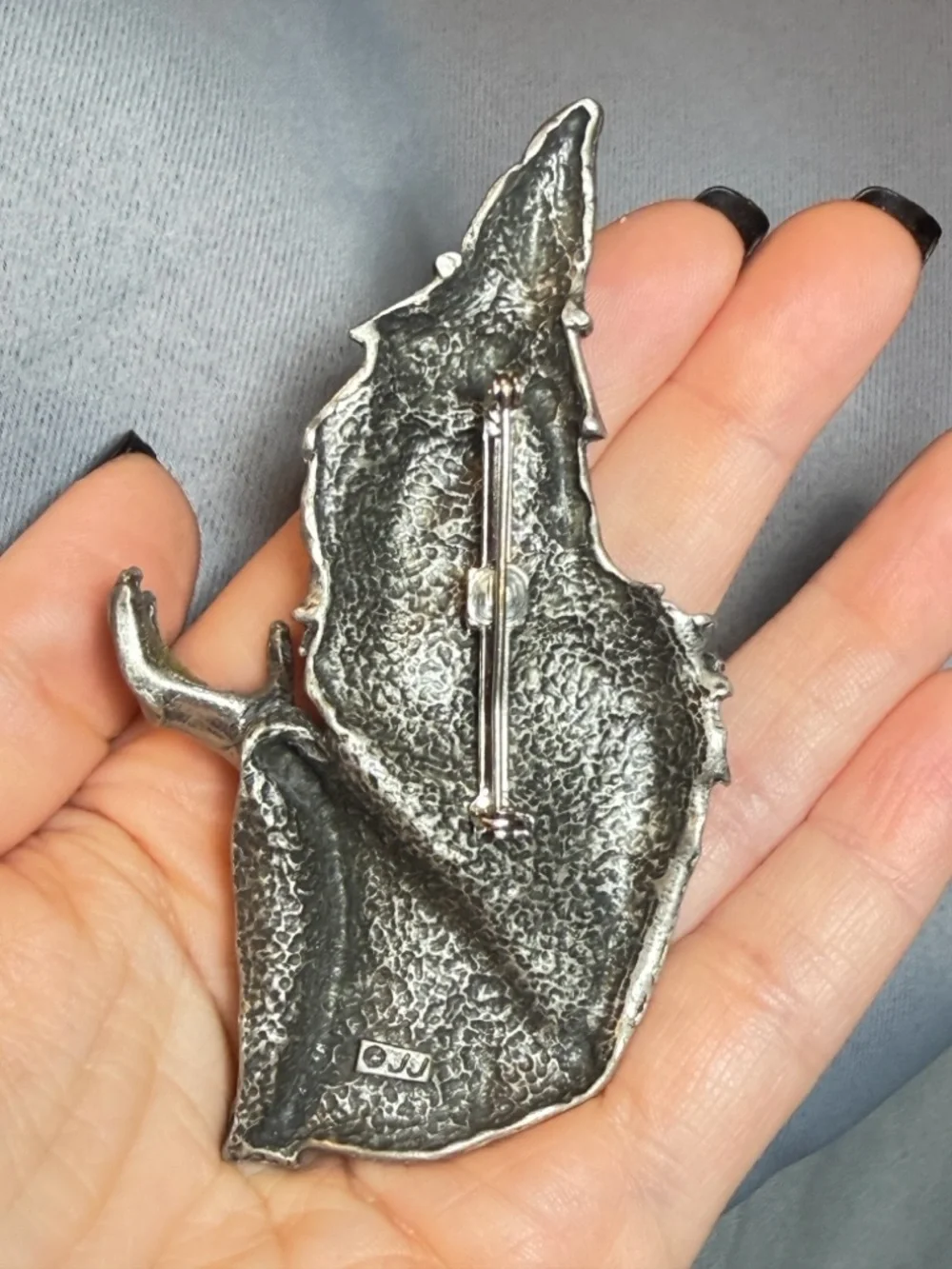 JJ Vintage Wizard Brooch Silver Tone Rhinestone Hat Fantasy 4”